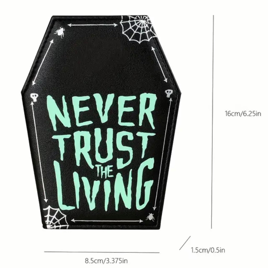 BeetleJuice Never Trust The Living Glow In The Dark Coffin Credit Card Holder