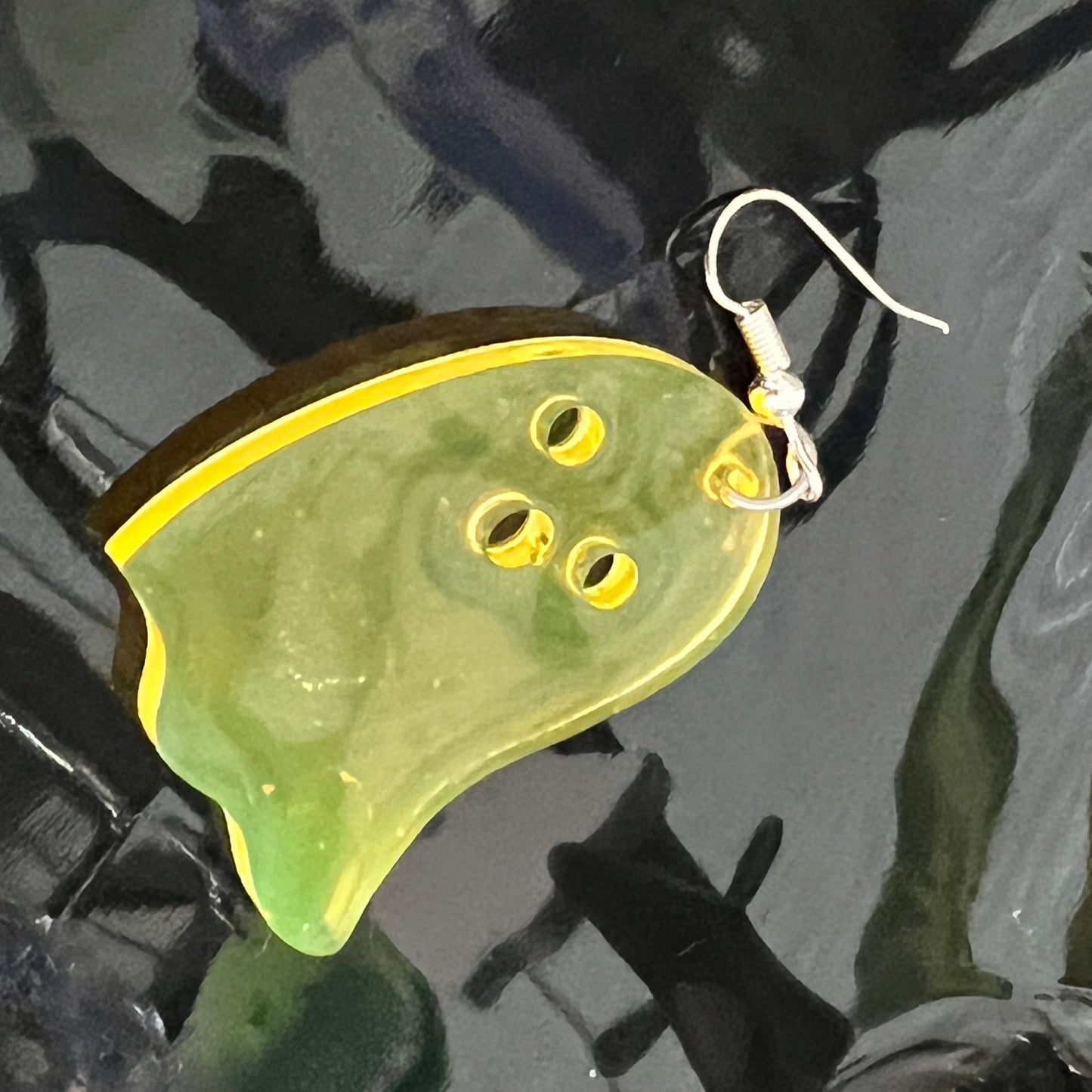 Handmade Fluro Orange/Yellow Ghost Resin Earrings - Pair